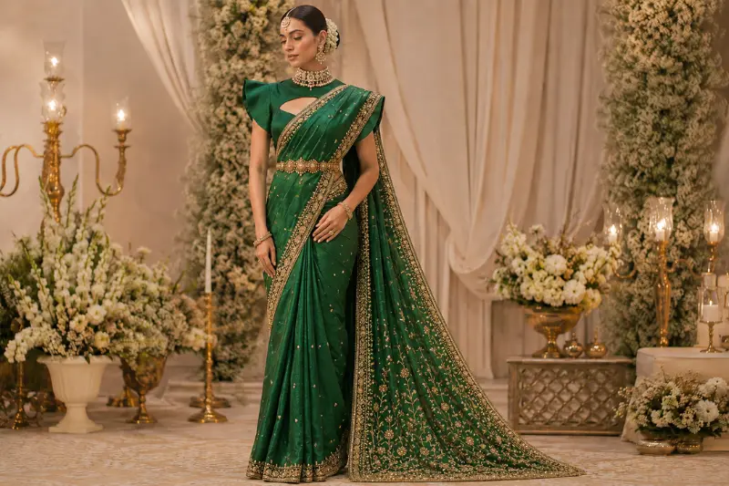 Designer Saree Styles for Brides at Reception