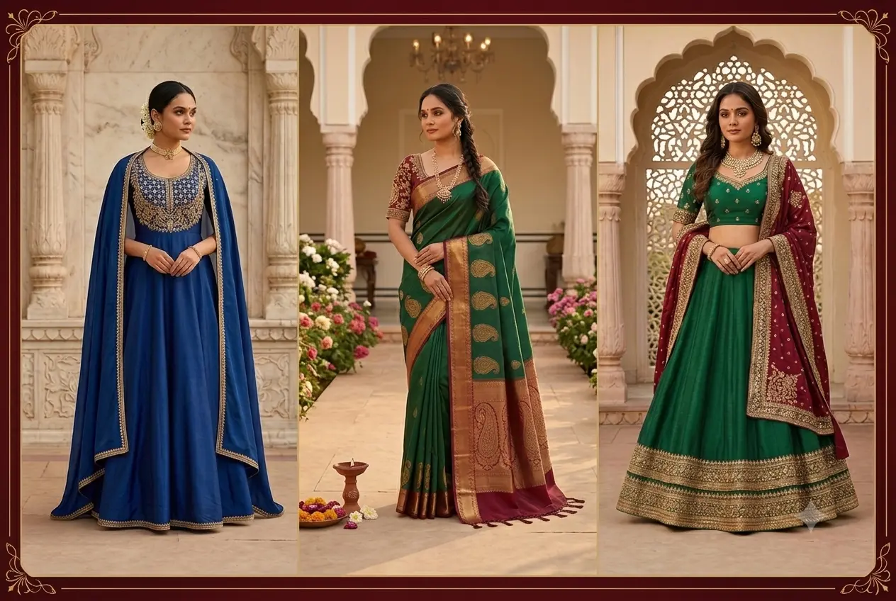 Ethnic Gown vs. Saree vs. Lehenga
