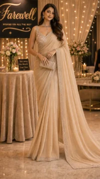 Farewell Party Wear Sarees: The Complete Guide to Styles, Colors & Draping Tips