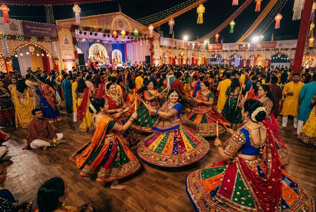 garba night navratri saree colour coordination